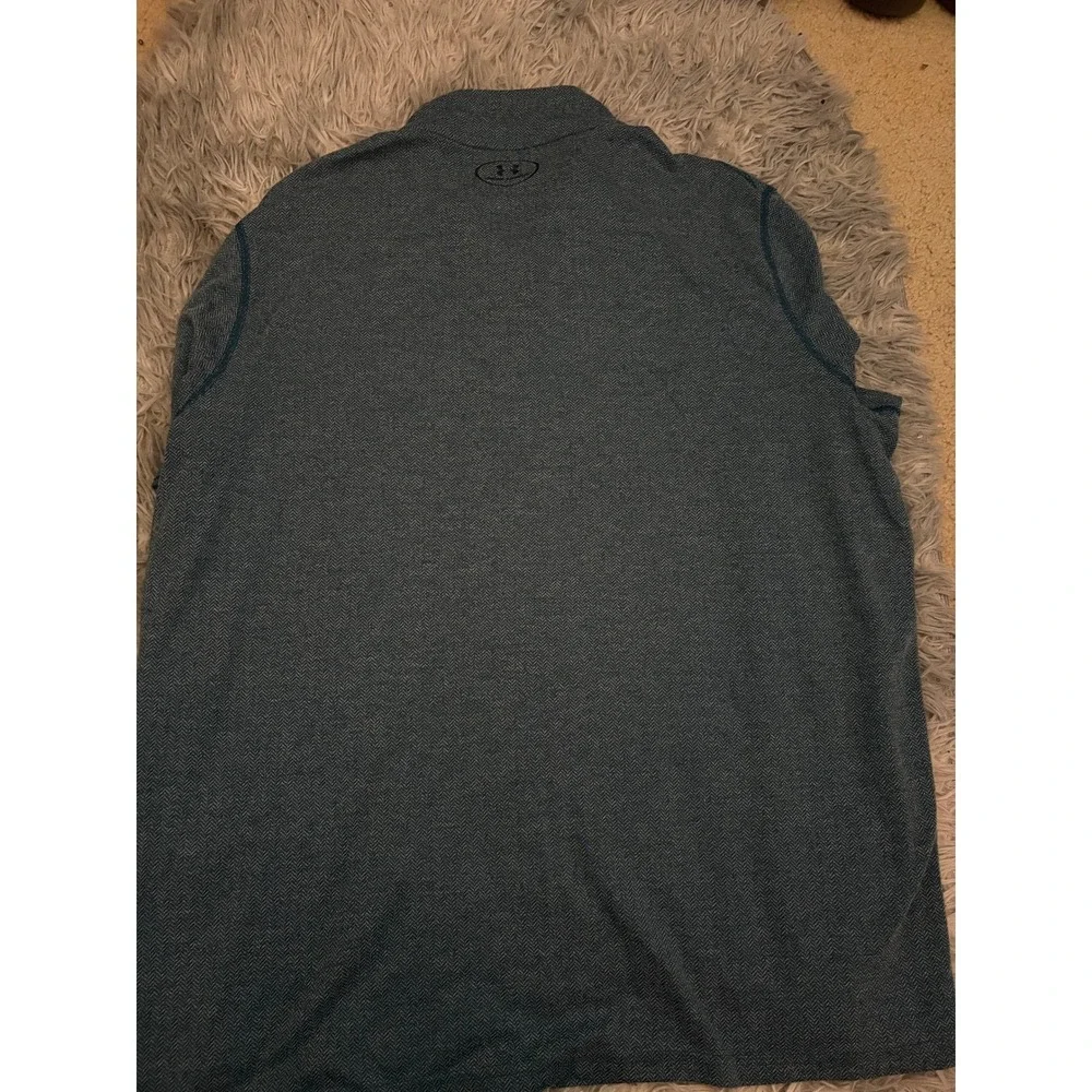 Under Armour Threadborne Quarter Zip Pullover Blue Herringbone HeatGear XL